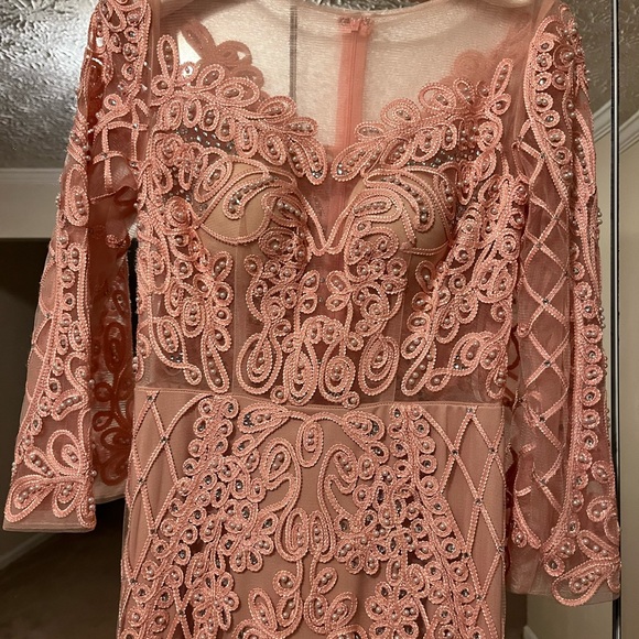 Peach pearl embroidered longline dress never worn - Picture 2 of 5